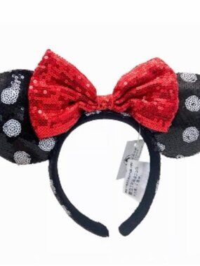 Disney Parks Classic Black and Red Polka Dot Mickey Ears Headband